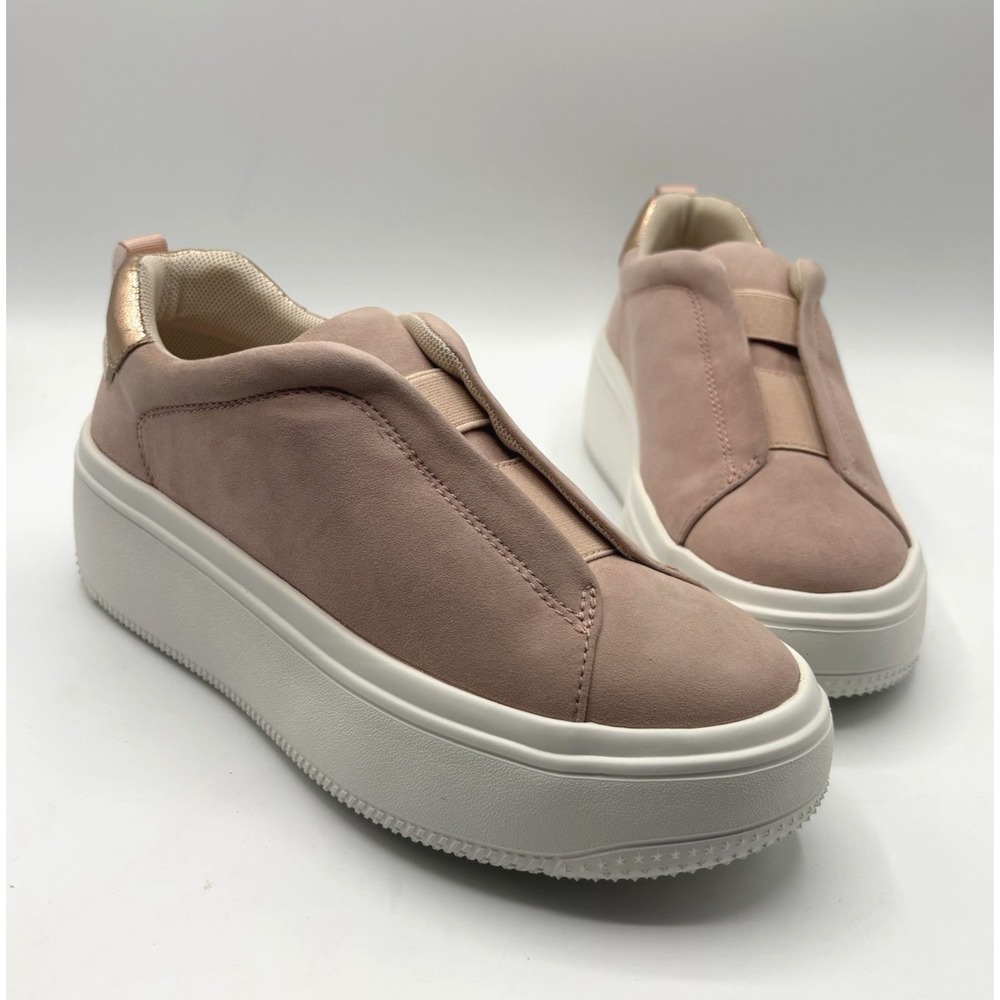 "NEW" LINEA PAOLO Golde Platform Sneaker Women Size 5 Pink Suede Slip-On NIB